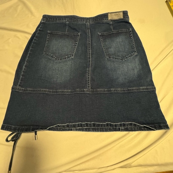 Karl Lagerfeld Paris Lace-Up Braided Stretchy Denim Mini Denim Skirt Sz 10 Y2K - Picture 10 of 13